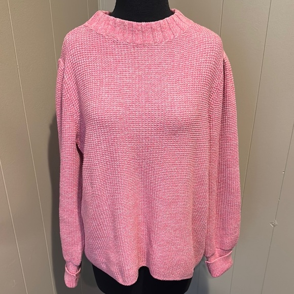 Nic+Zoe heather pink/white (orchid petal) waffle knit mock turtleneck sweater PL - Picture 4 of 9